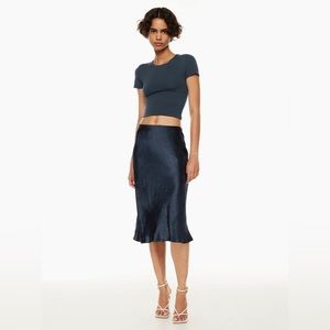 Babaton Slip Midi Skirt in Navy, Size 6
